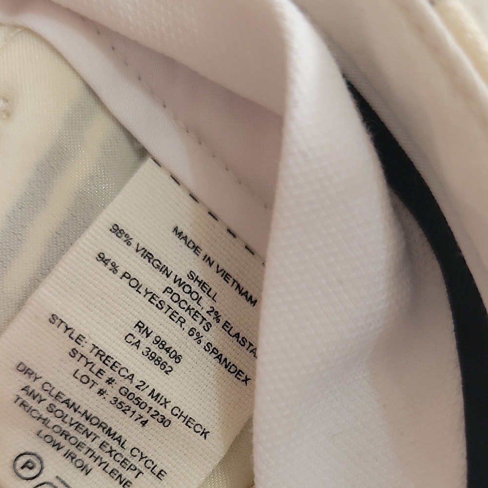 Theory Wool Cream and Black Checkered Women's Pants - Picture 5 of 5